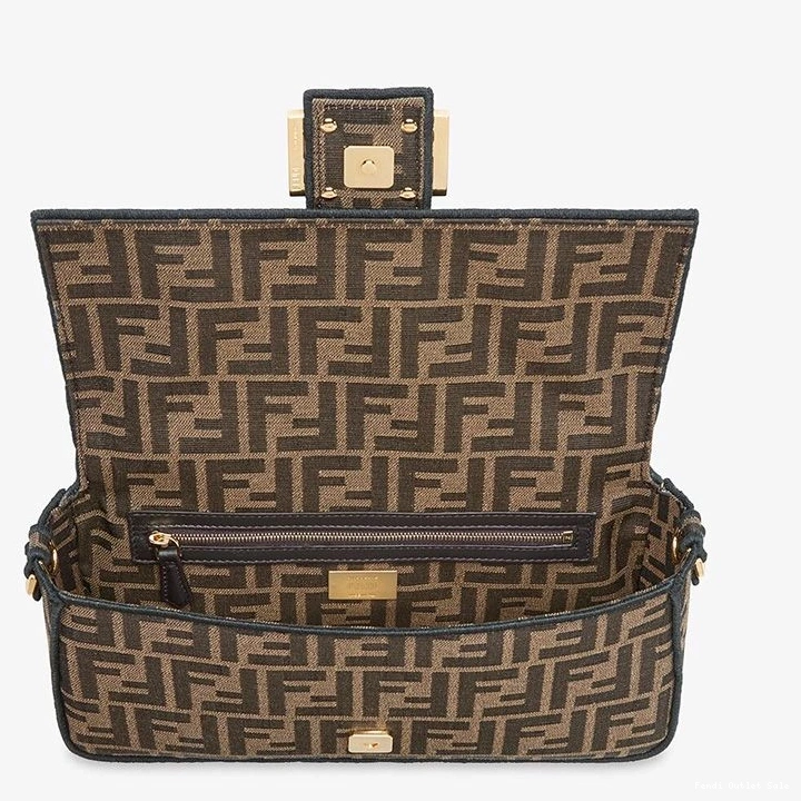 Cheap Fabric FF Bag Brown Motif Medium Fendi In Baguette 0803